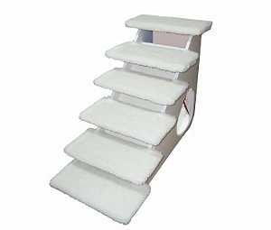 -Escada Top Pelúcia cor Marfim/Marfim 60 cm Altura 6 Degraus-