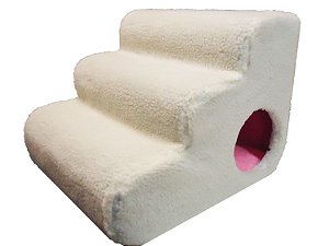 Escada Toca Cães Espuma Altura 50 Cm Pelúcia 3 Degraus Linda