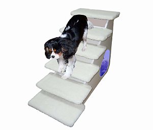 Escada Top Pelúcia cor Marfim/Lilás 60 cm Altura 6 Degraus