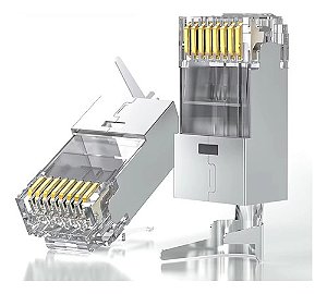 10 Peças Conector Rj45 Cat6a/cat7 Blindado C/ Guia 10gbps