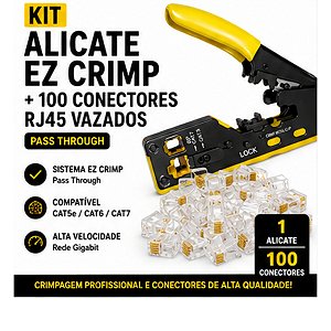 Alicate Crimpagem Cabo Rede Com 100 Conector Rj45 Vazado