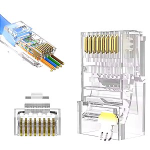 Conector Rede Ez Rj45 Cat6 Vazado Pack 100 Unidades