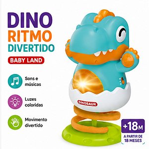 Dino Ritmo Divertido Brinquedo Interativo Luz Som Azul-turquesa