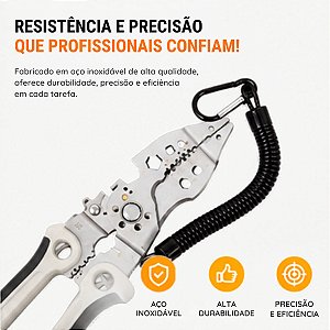 Alicate Multifuncional Desencapar Cortar E Prensar Fios