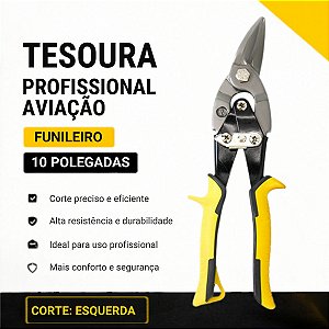 Tesoura Profissional Aviação Funileiro 10 Polegadas Esquerda