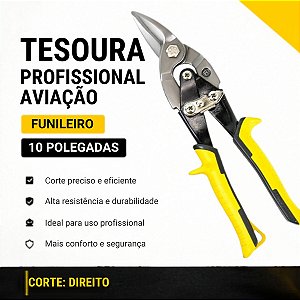 Tesoura Profissional Aviação Funileiro 10 Polegadas Direita