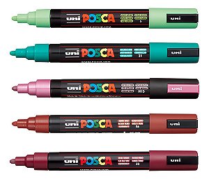 Kit Caneta Posca Pc5m 5 Cores Marcador Artístico