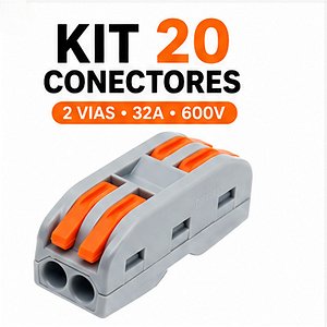 Kit 20 Conector Borne Emenda Rápida Alavanca 2 Vias 32a 600v Cinza