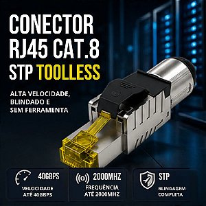 Conector Rj45 Cat8 Blindado Toolless Stp 40gbps 2000mhz