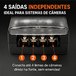 Fonte 12v 5a Cftv 4 Saídas Filtro Antirruído