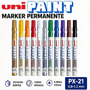 11 Canetas Marcador Permanente Uni Paint Marker Px-21
