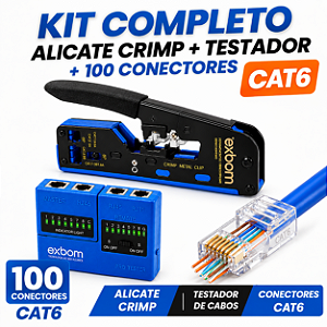 Kit Ez-rj45 Alicate Crimpar + 100 Conector + Testador