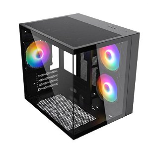 Gabinete Gamer Aquário Pixxo Preto, M-atx - Cgh100b- Sem fãs