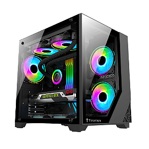 Gabinete Pc Gamer Aquário Vidro Temperado Com Filtro Poeira Titorion