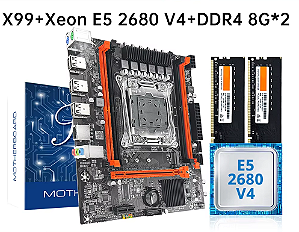 Kit com Placa-mãe X99 com Intel Xeon E5 2680 V4 e DDR4 16G