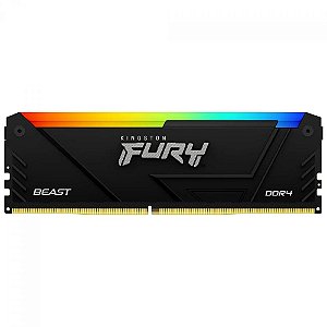 Memória DDR4 Kingston Fury Beast, RGB, 8GB, 3200MHz, Preta, KF432C16BB2A/8