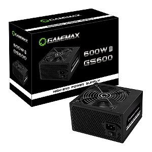 Fonte Gamemax Gs600 600w 80 Plus Branco Pfc Ativo Preto