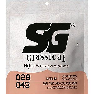 Corda Para Violão Nylon Bronze 65/35 Prata Medium SG