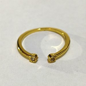 Anel Aberto Ajustável Banhado a Ouro – Detalhes com Zircônia