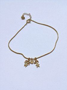 Pulseira Dourada Filhos com Pingentes Cravejados