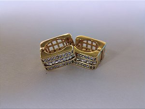 Brinco Argola Quadrada Cravejada