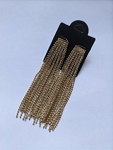 Brinco Franja Cristais Dourado