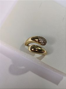 Anel Ajustável Estilo Cobra Cravejado