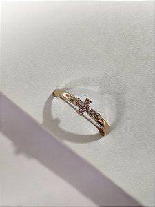 Anel Cruz Zircônias Dourado Feminino