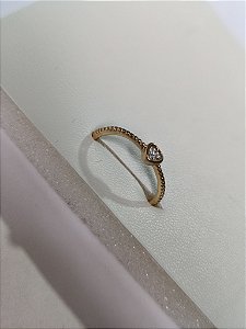 Anel Solitário Coração Dourado