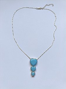 Colar Três Corações Banho Prata