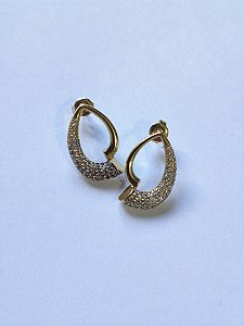 Brinco Cravejado Dourado Feminino Luxo