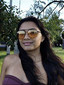 Óculos de Sol Retangular Amarelo