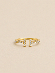 Anel Dourado Duplo com Zircônias