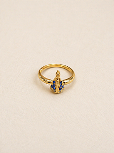 Anel Nossa Senhora Cravejado Azul