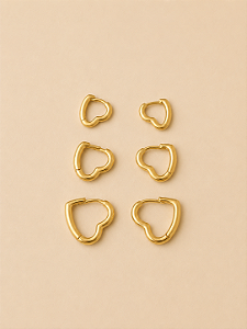 Trio Argolas Coração Dourado