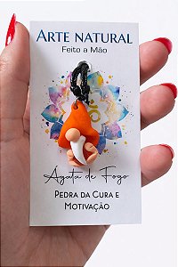 Colar Duende Biscuit com Ágata de Fogo – Cura, Vitalidade e Motivação