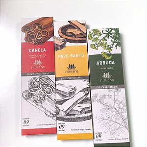 Kit de Incensos Nirvana – Canela, Palo Santo e Arruda