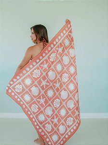 Canga Pareô Feminina Coral Conchas