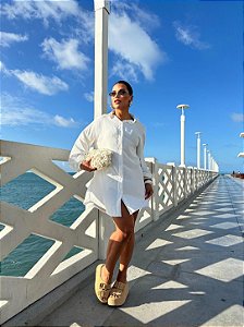 Vestido Chemise Branco Feminino Casual