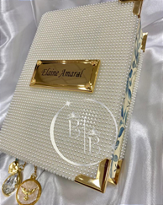 BÍBLIA SAGRADA PERSONALIZADA AVE MARIA - CAPA COM MANTA EM PADRARIAS