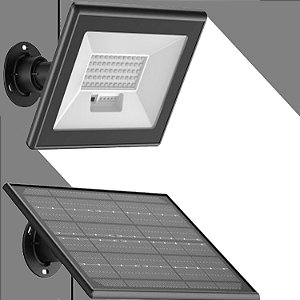 Luminária Refletor Solar Jardim 60 Leds 600x Branco Quente Ambar e Branco Frio Spot Chão Parede