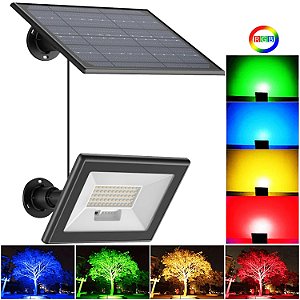 Refletor Solar Jardim 60 Leds 600x Colorida Verde Amarela Azul Vermelha Spot Luminária Chão Parede