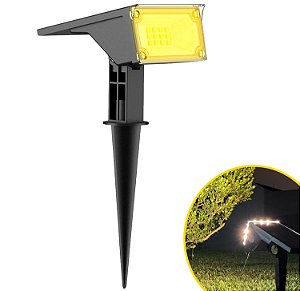 Refletor Ecoforce Solar 6 Led 10x Mais Forte Branco Quente Amarela Ambar Spot Jardim Chão Parede Luminária