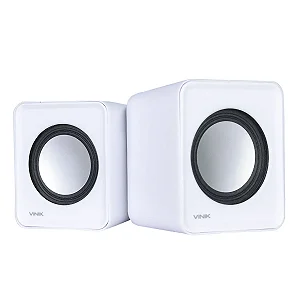 CAIXA DE SOM 2.0 USB 5V 2X 1W COM CONTROLADOR DE VOLUME BRANCA - VS-01B