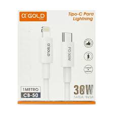 CABO TIPO C PARA LIGHTNING CB-50 A' GOLD 1METRO 30W