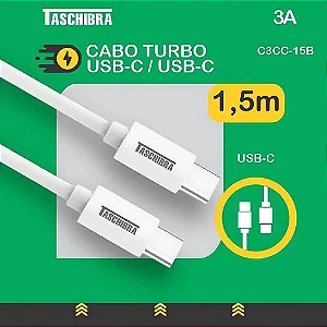 Cabo USB-C x USB-C Taschibra 1,5m 3A