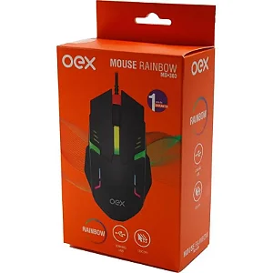 MOUSE OPTICO MS303 RAINBOW 1200 DPI PRETO USB 50.0094 OEX
