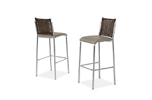 CONJUNTO 2 BANQUETAS TITANIUM JUNCO CROMADO