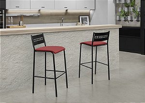 CONJUNTO 2 BANQUETAS TITANIUM VERMELHO/ PRETO
