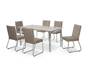 CONJUNTO MESA ONIX CR RT. 1,60X0,90 VD SERIG-6 CAD.DALLAS NEW CR - B - BC-80 - BC-80 - VOF